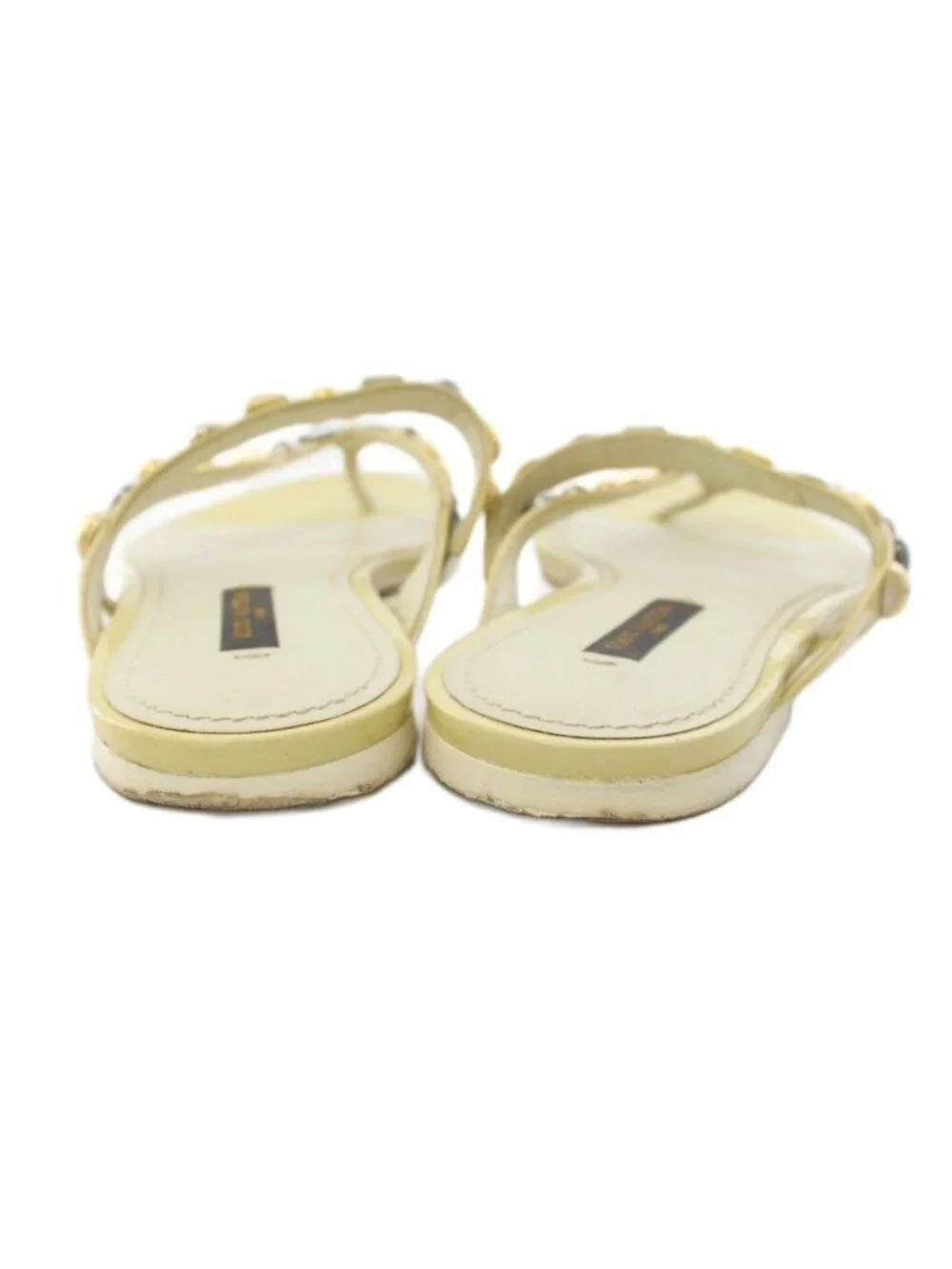 Louis Vuitton Sandals Studs Enamel 35 White Ivory TK